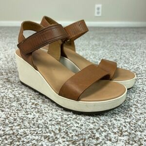 Sorel Sandals Women Size 9 Brown Casual Cameron Leather Wedge Casual Work Shoe